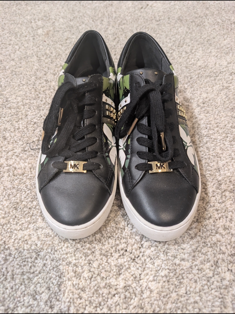Michael Kors Black Floral Lace-Up Sneakers